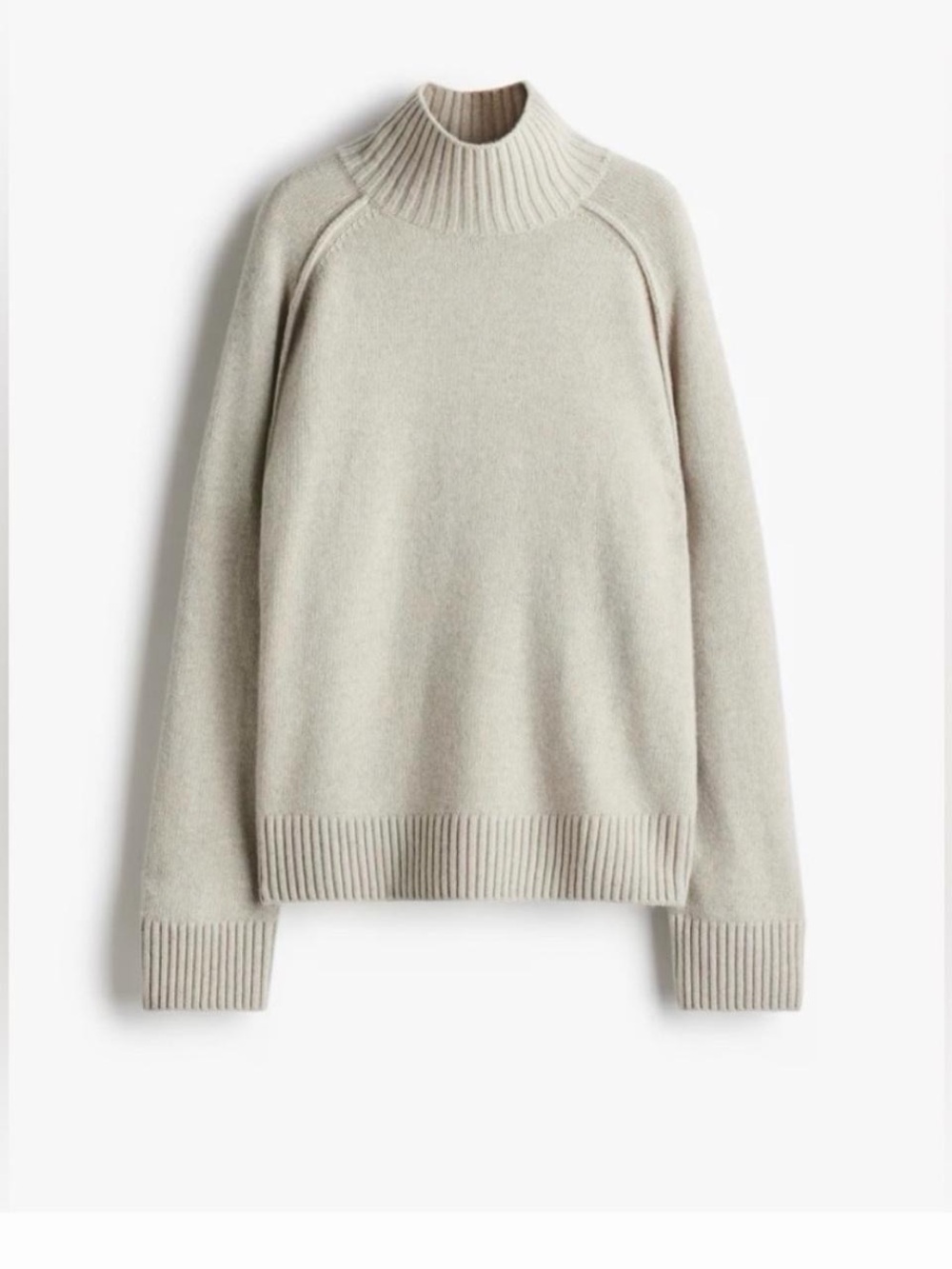 H&M Premium Selection Women's Cream Cashmere Blend Mock Neck Sweater